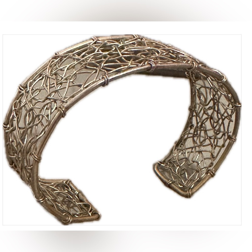 Handmade Silver-Tone Woven Wire Cuff Bracelet - Women Jewelry